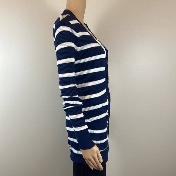 L'Agence Corin Navy and White Striped Cardigan - Picture 3 of 5